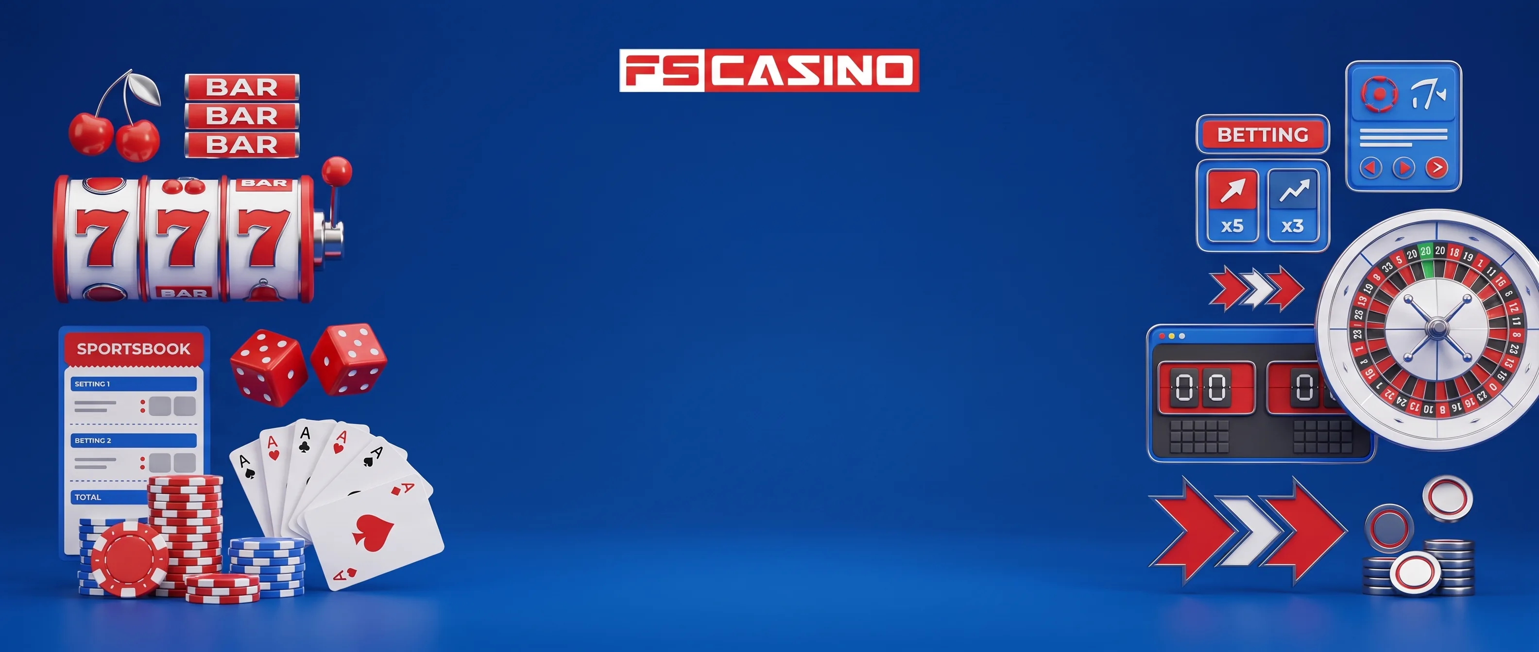 FS Casino slots, roulette and sportsbook illustration